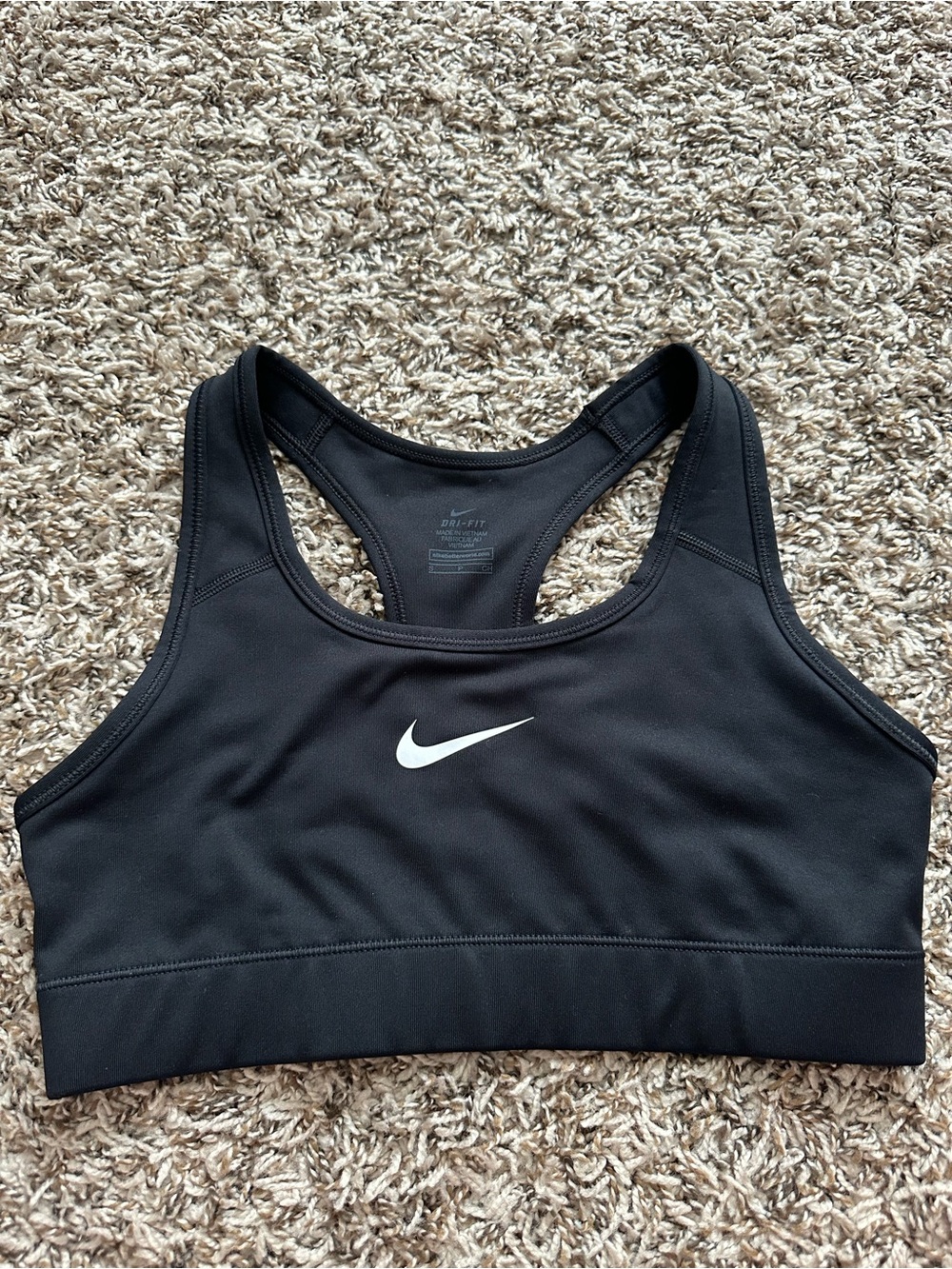 Nike Black Racerback Sports Bra with White Swoosh